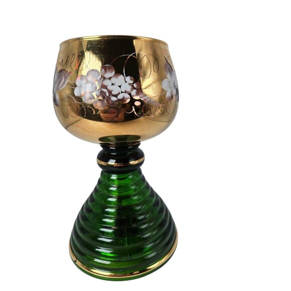 Vintage German Music Box Wine Goblet with Floral Design and Swiss Movement - Picture 1 of 9